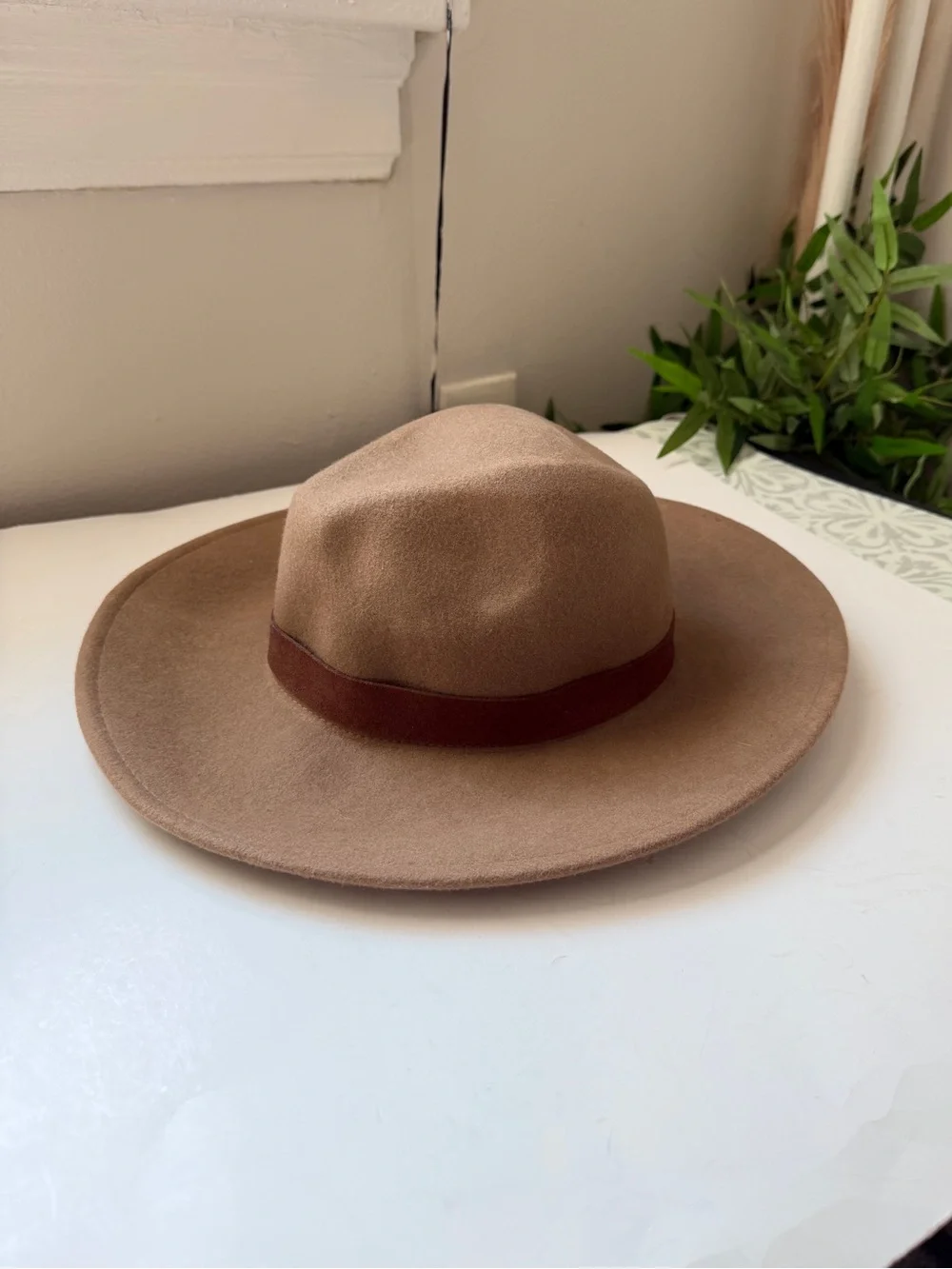 Free People Beaumont Wool Hat Suede Band Wide Brim Fedora Boho Western Festival